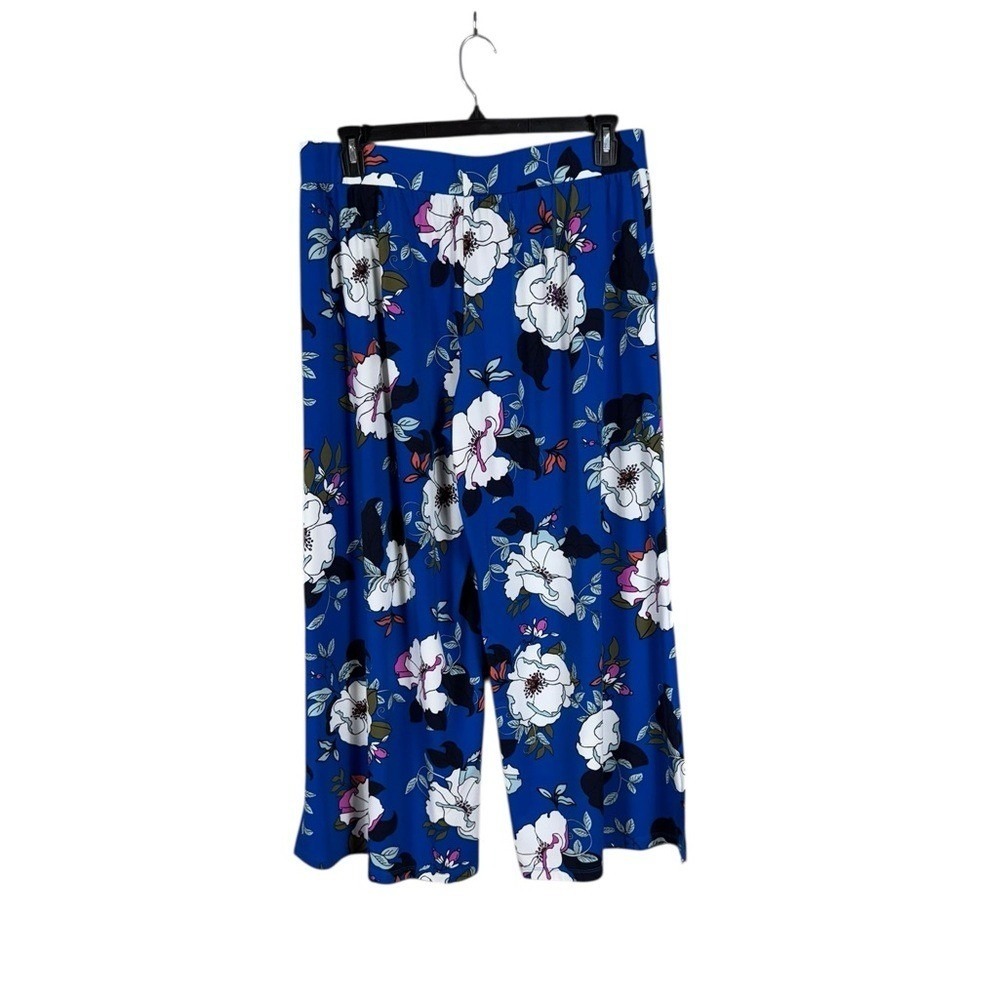 Womens Floral Wide Leg Pants Size LP Beachy Bohemian Festival Retro Pull On - Picture 4 of 7